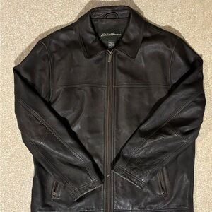Eddie Bauer Men's Dark Brown Leather Jacket Size Large